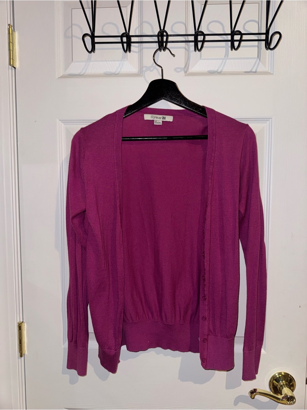 Forever 21 Open-Front Cardigan Sweater in Berry Hue, Size Small